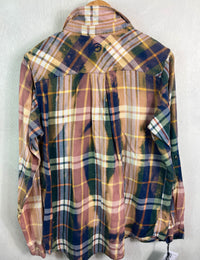 Vintage Navy, Green, Dusty Rose and White Lightweight Cotton Size Small