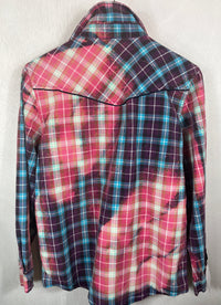 Vintage Western Style Turquoise, Pink and Purple Lightweight Cotton Size Small