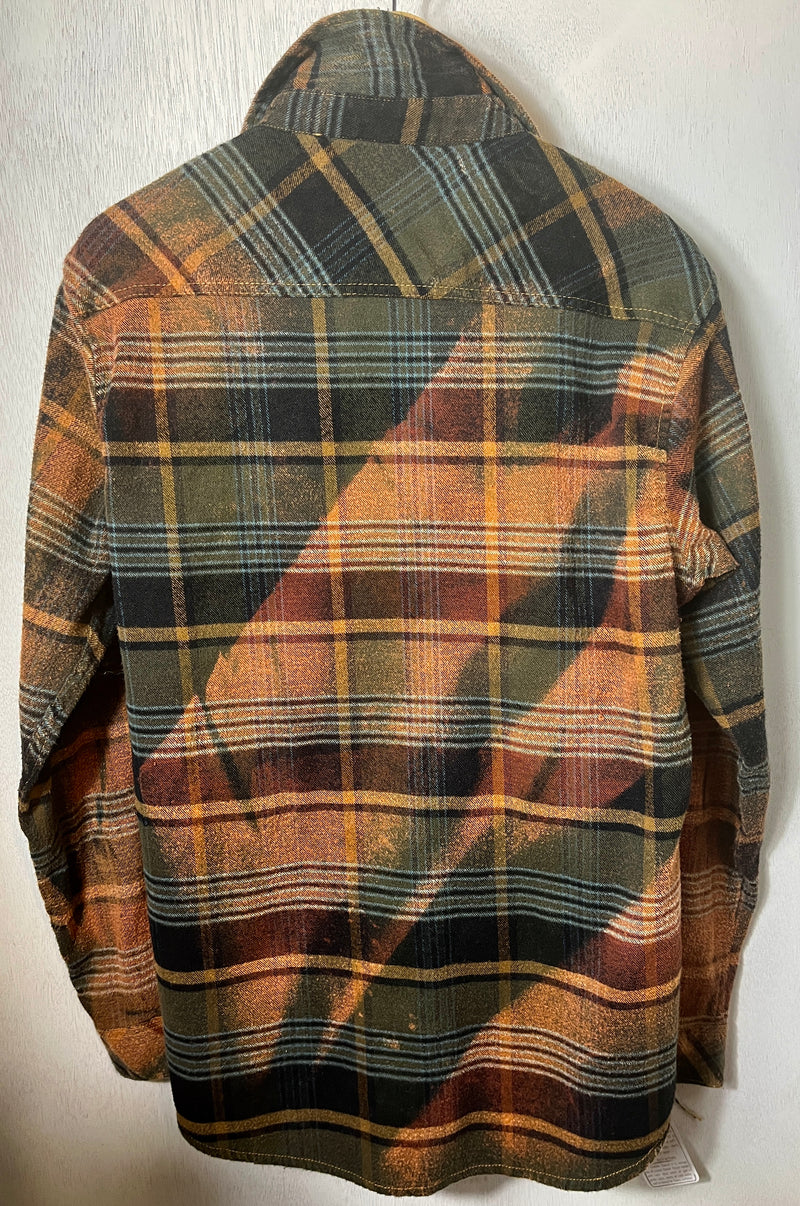 Vintage Army Green, Rust and Black Flannel Size Large