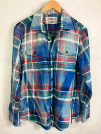 Vintage Royal Blue, Green, Red and White Flannel Size Large