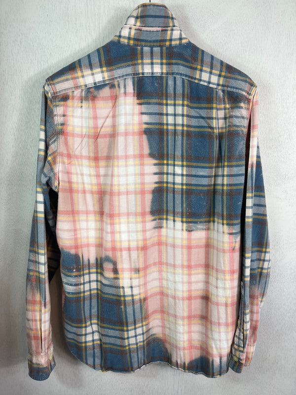 Vintage Blue, Pink, White and Yellow Flannel Size Medium