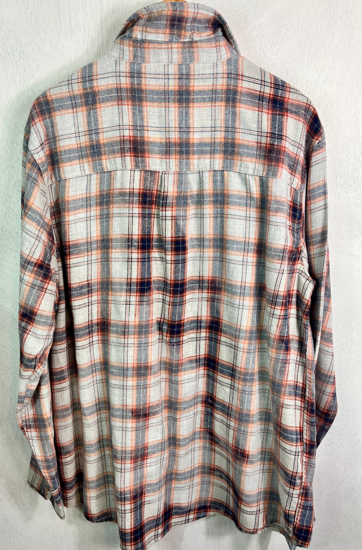 Vintage Blue, Orange and Grey Faded Flannel Size Large