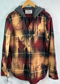 Vintage Red, Black and Gold Flannel Hoodie Size XL