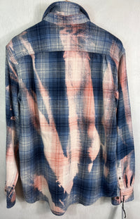 Vintage Light Blue, Pink and White Flannel Size XL