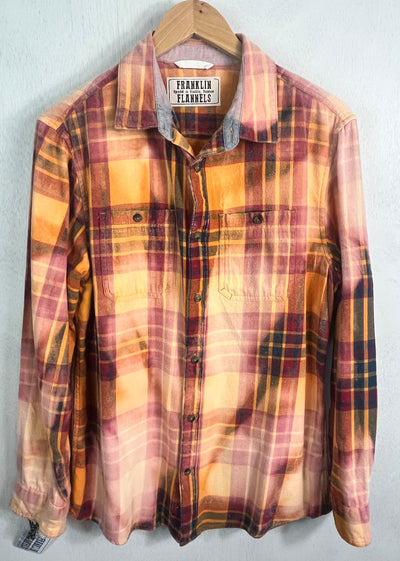 Vintage Orange, Red, Pink and Navy Flannel Size Large