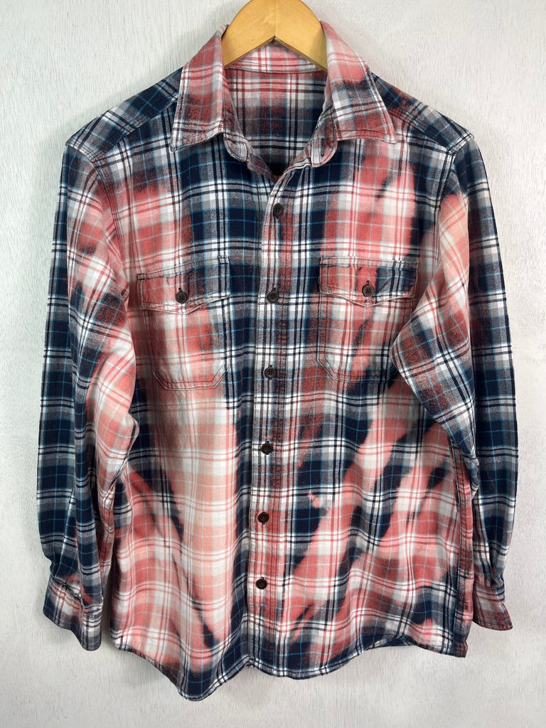 Vintage Navy, Black, Pink and White Flannel Size Medium
