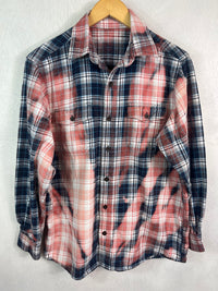 Vintage Navy, Black, Pink and White Flannel Size Medium