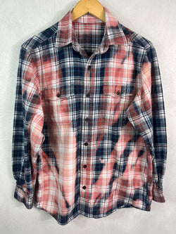 Vintage Navy, Black, Pink and White Flannel Size Medium