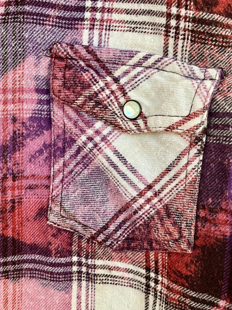 Vintage Western Style Purple, Brown, Violet and White Flannel Size XS