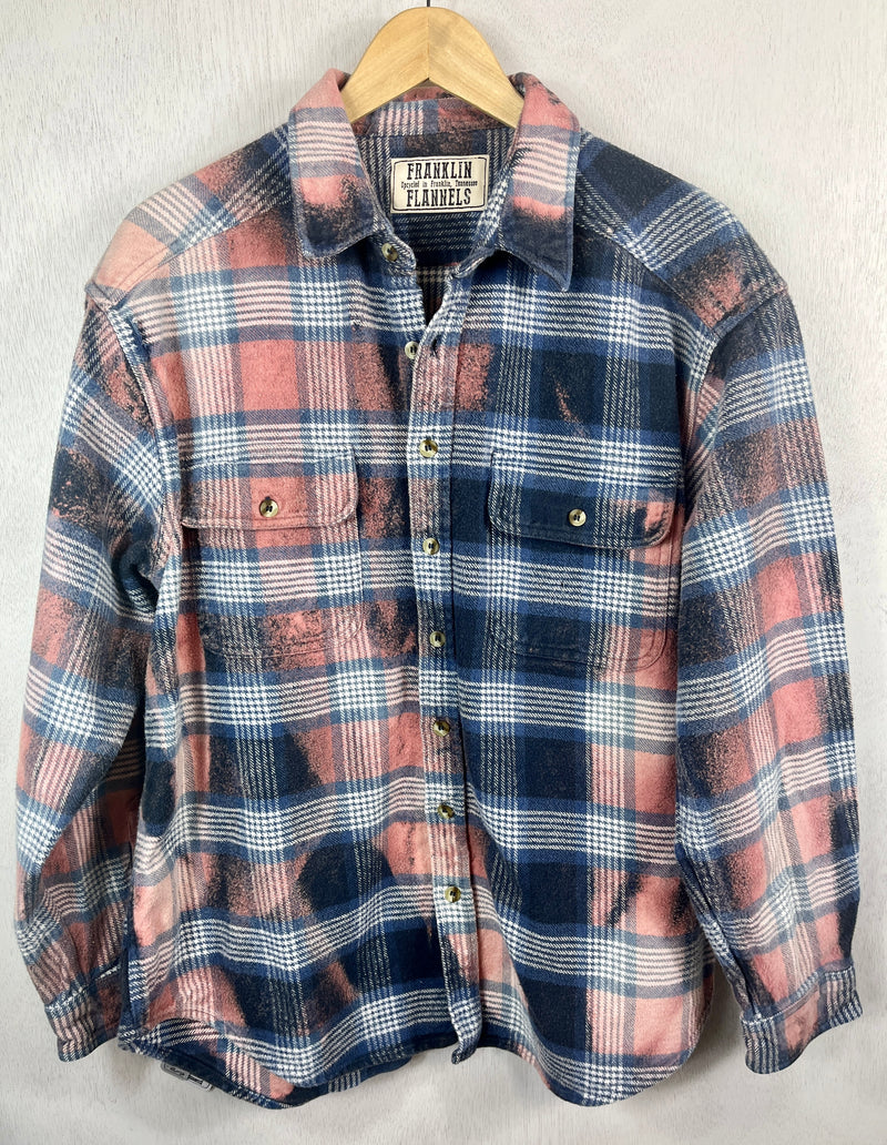 Vintage Navy Blue, White and Pink Flannel Jacket Size XL