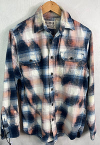 Vintage Navy, Light Blue, White and Pink Flannel Jacket Size Small