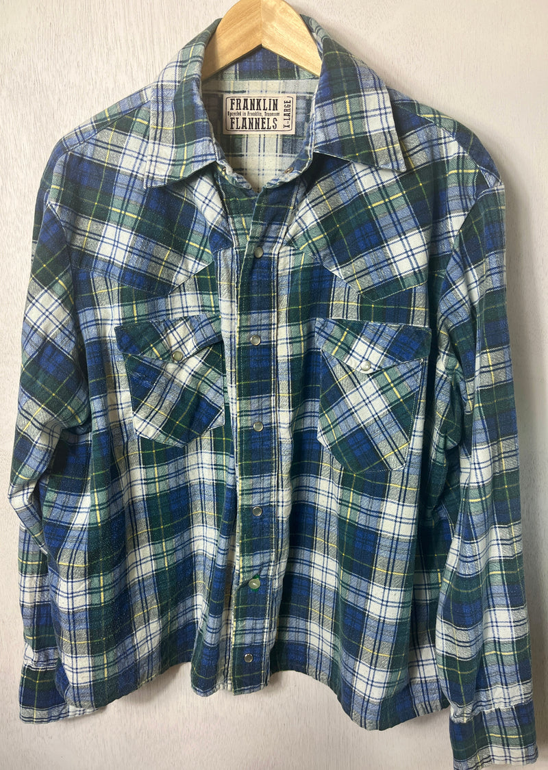 Vintage Western Style Navy, Green, White and Yellow Size XL