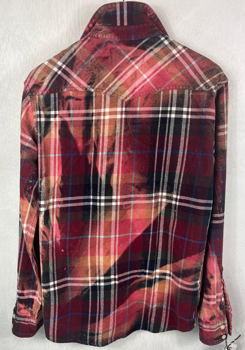 Vintage Burgundy, Pink and Navy Blue Flannel Size Small