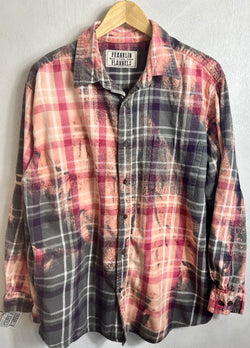 Vintage Grey, Pink, Purple and White Flannel Size XL