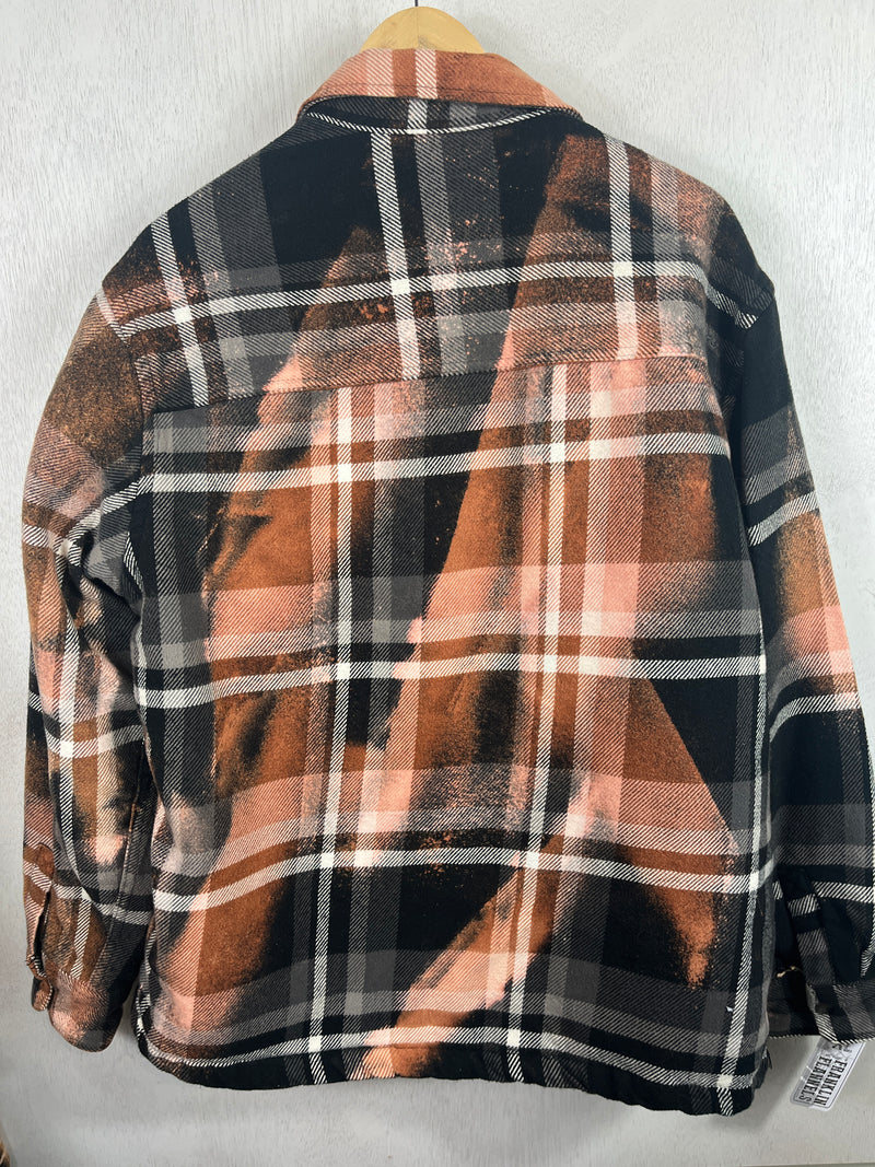 Vintage Black, White and Rust Flannel Jacket Size XL