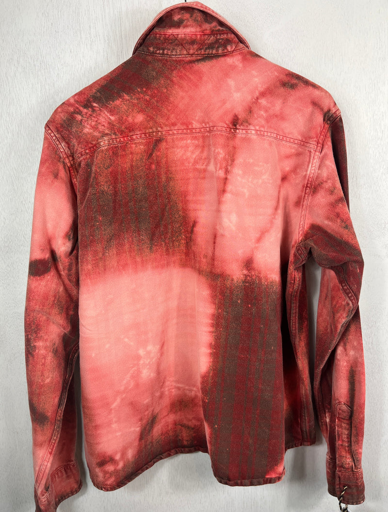 Vintage Brick Red, Pink and Taupe Flannel Size Medium
