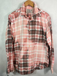 Vintage Pink, Grey, White and Cherry Flannel Size Medium