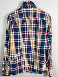 Vintage Blue, Red, Rust and White Flannel Size Small