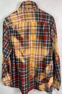 Vintage Brick Red, Black, Gold and Yellow Flannel Size XL