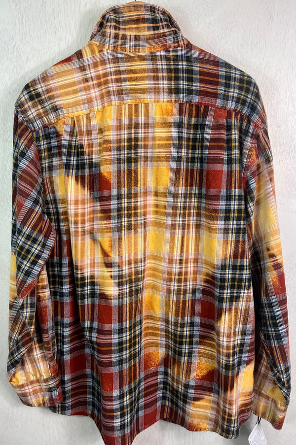 Vintage Brick Red, Black, Gold and Yellow Flannel Size XL