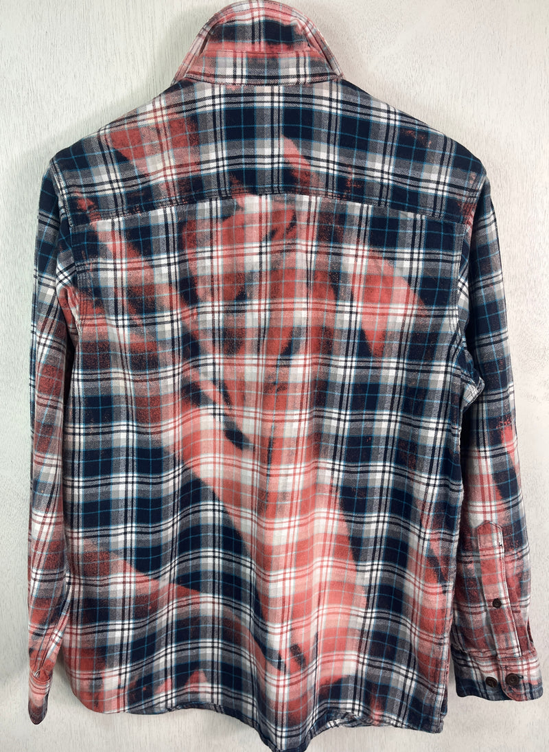 Vintage Navy, Black, Pink and White Flannel Size Medium