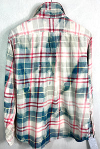 Vintage Turquoise, Red, White and Pink Flannel Size Medium