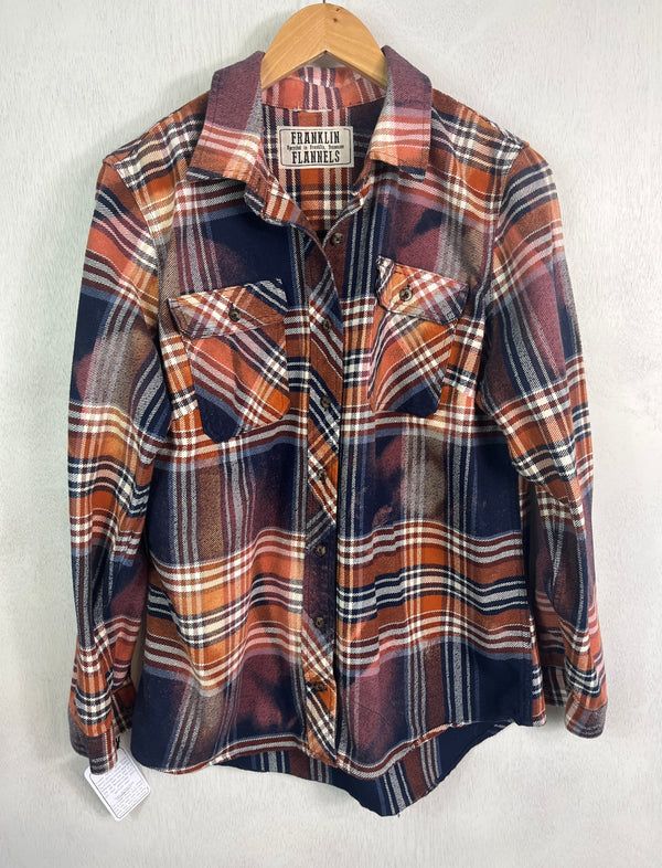 Vintage Navy, Orange, White and Lavender Flannel Jacket Size Small