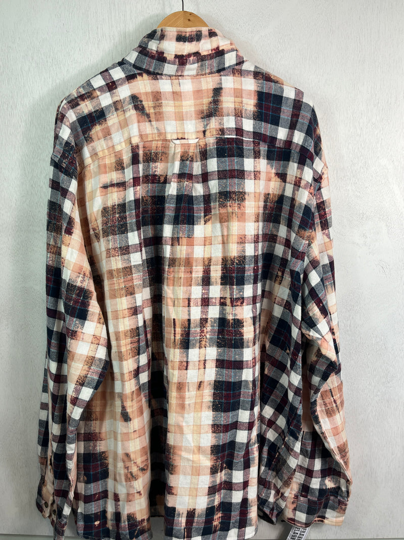 Vintage Navy blue, Peach, White and Burgundy Flannel Size XXL