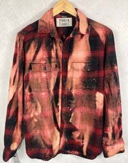 Vintage Red, Black and Dusty Rose Flannel Size Medium