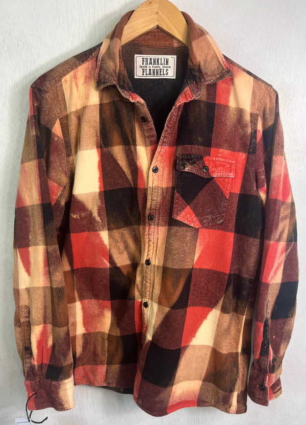 Vintage Red, Black, Gold and Light Yellow Flannel Jacket Size Small