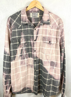 Vintage Grey, White and Pink Flannel Size XL