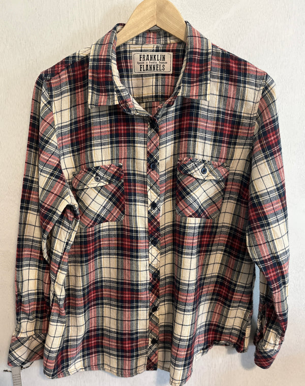 Vintage Red, Navy, White and Yellow Flannel Size Small