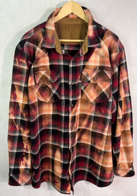 Vintage Western Style Cherry Red, Gold, White and Black Flannel Size XL