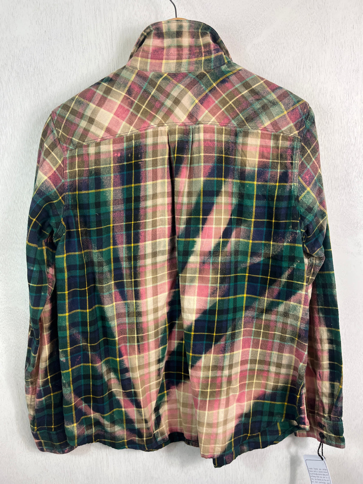Vintage Green, Navy, Dustsy Rose, Cream and Light Yellow Flannel Size Small