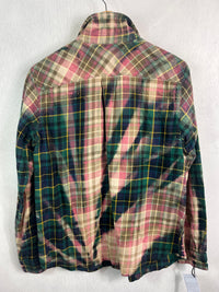 Vintage Green, Navy, Dustsy Rose, Cream and Light Yellow Flannel Size Small