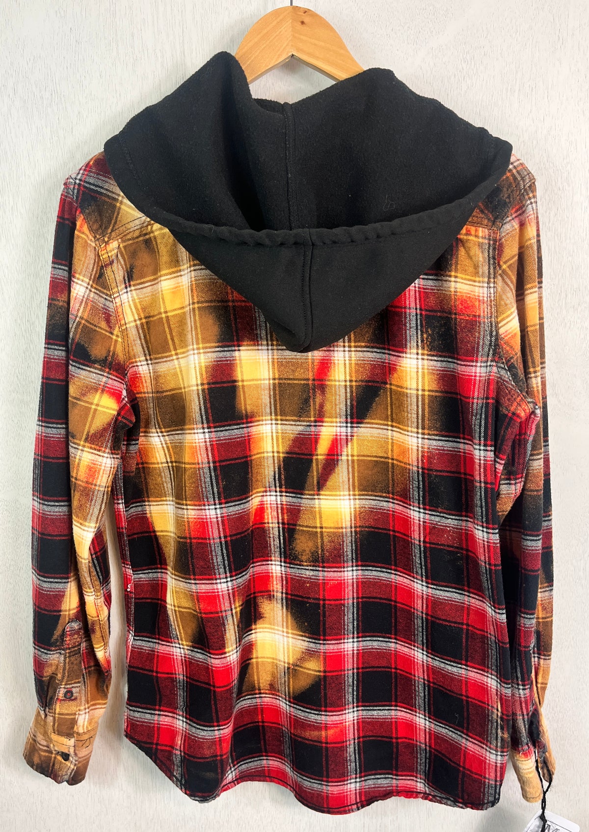Vintage Red, Black, Rust, Brown and White Flannel Hoodie