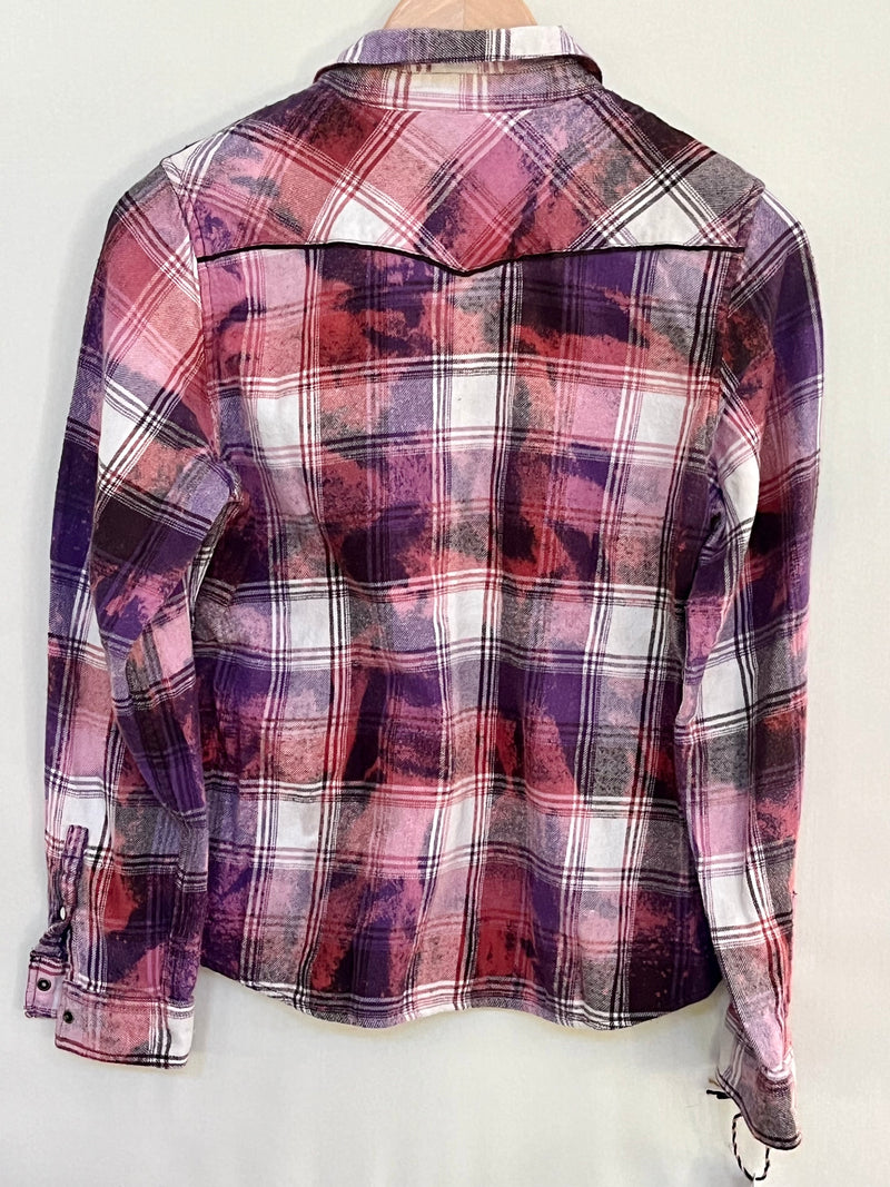 Vintage Western Style Purple, Brown, Violet and White Flannel Size XS