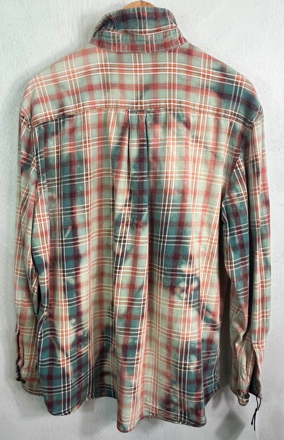 Vintage Teal White, Burgundy and Pink Flannel Size XL