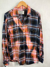 Vintage Navy Blue, Pink, Rust, Black and Red Flannel Size Medium