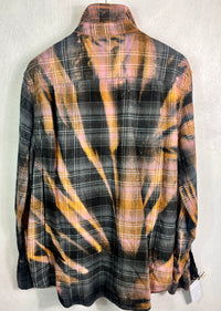 Vintage Black, Grey, Rust and White Flannel Size Large Tall