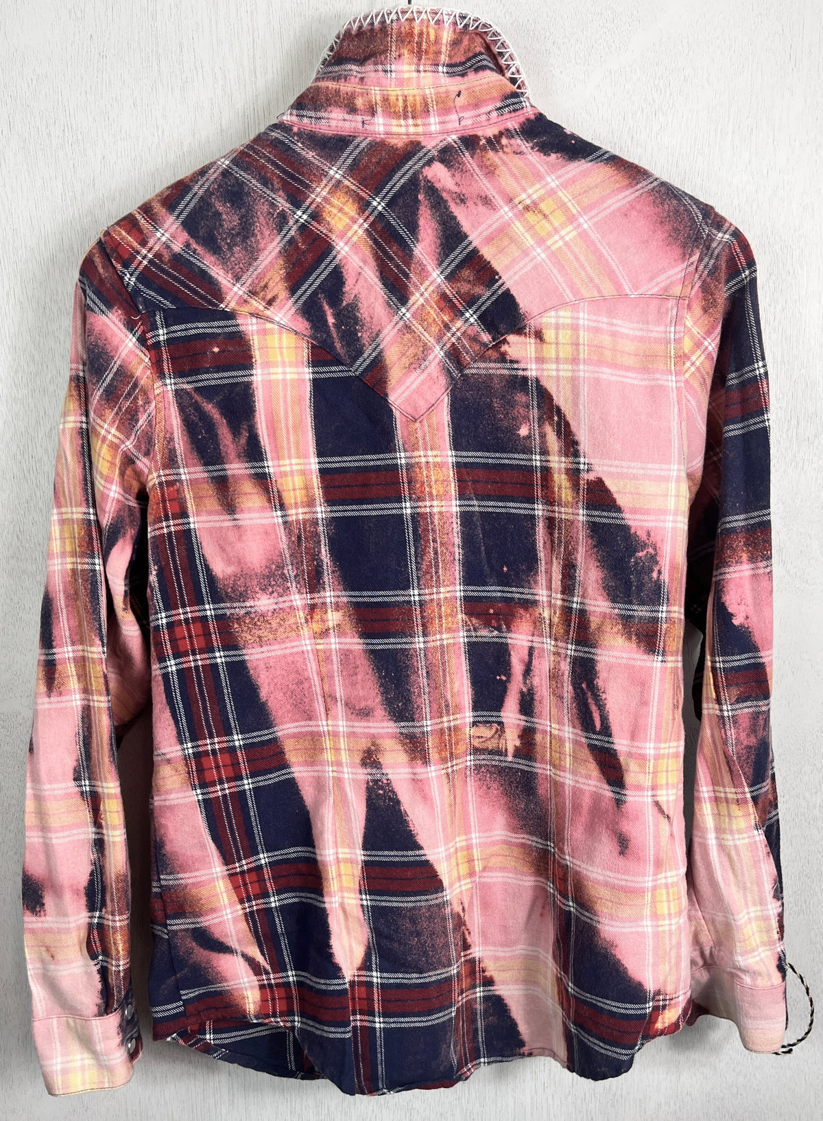 Vintage Western Style Pink, Navy, Red and White Flannel Size Small