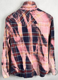 Vintage Western Style Pink, Navy, Red and White Flannel Size Small