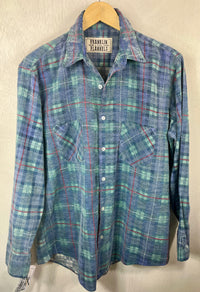 Vintage Retro Blue, Red, Green and Grey Flannel Size Medium