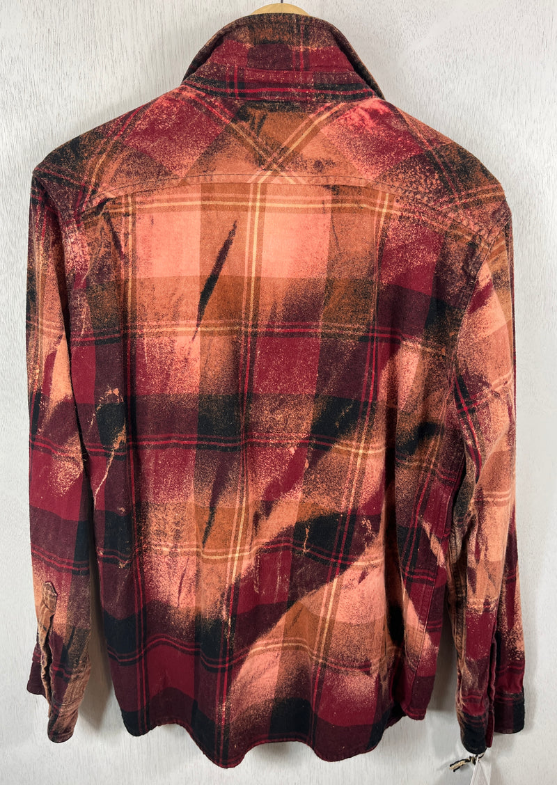 Vintage Red, Black and Peach Flannel Size Small