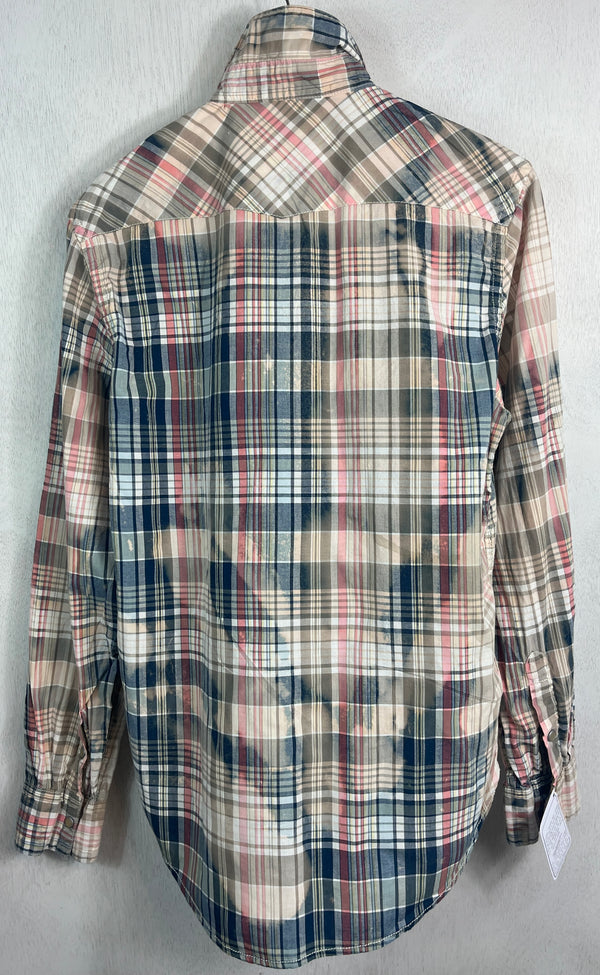 Vintage Western Style Navy, Sage, Pink and White Lightweight Cotton Size Small