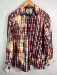 Vintage Brick Red, Black, White and Gold Flannel Jacket Size Large