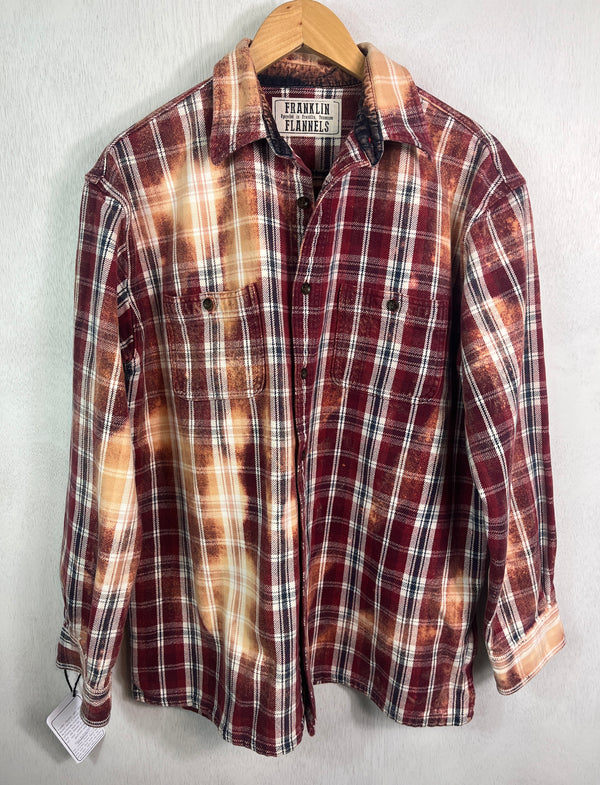 Vintage Brick Red, Black, White and Gold Flannel Jacket Size Large