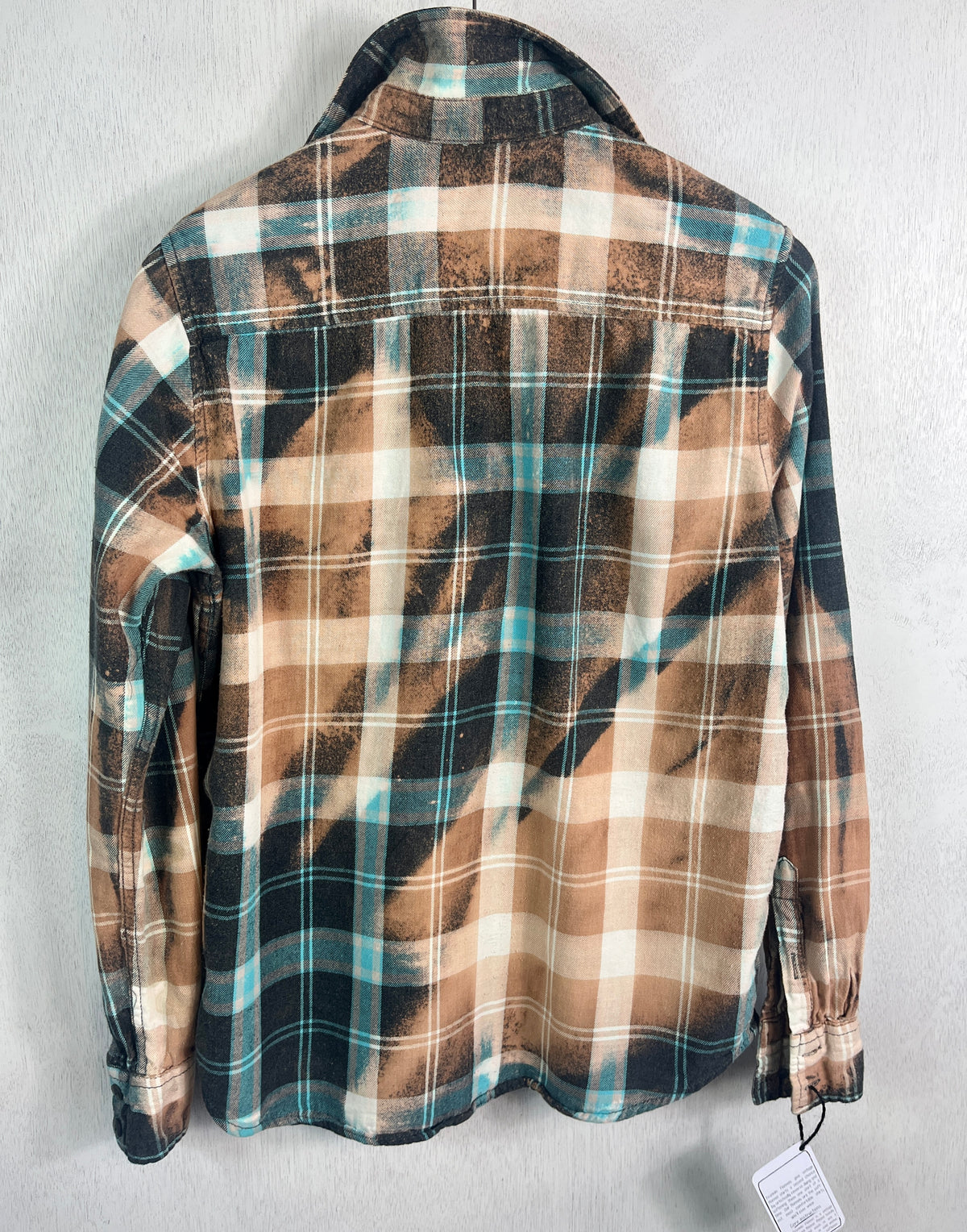 Vintage Turquoise, Rust, White and Black Flannel Size Small