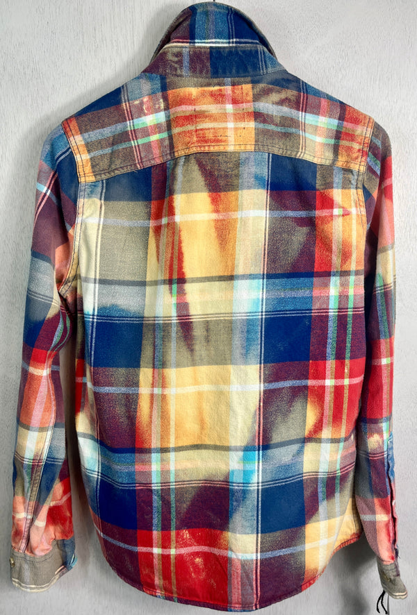Vintage Blue, Yellow, Red and Pink Flannel Size Small