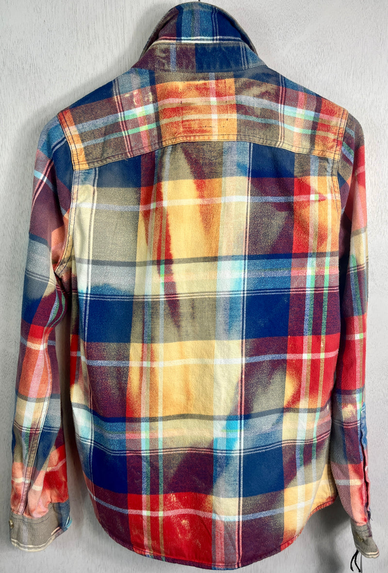 Vintage Blue, Yellow, Red and Pink Flannel Size Small